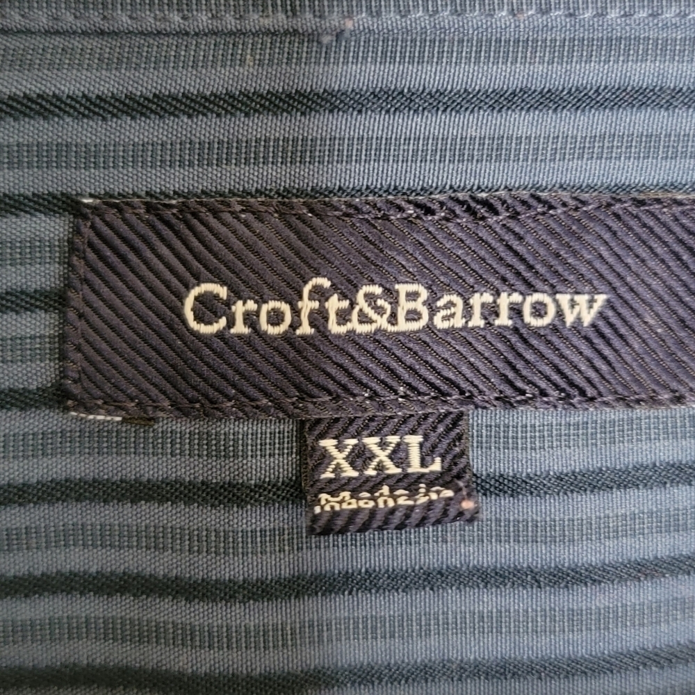 Croft & Barrow Blue Striped Long Sleeve Button Down Shirt Size XXL - Picture 3 of 4